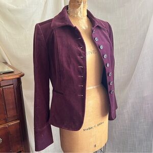 🥀Isabella DeMarco Maroon Velvet Button Up Work Cropped Blazer Womens Size 10🥀